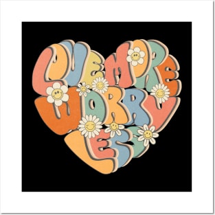 Retro Love More Worry Less Posters and Art